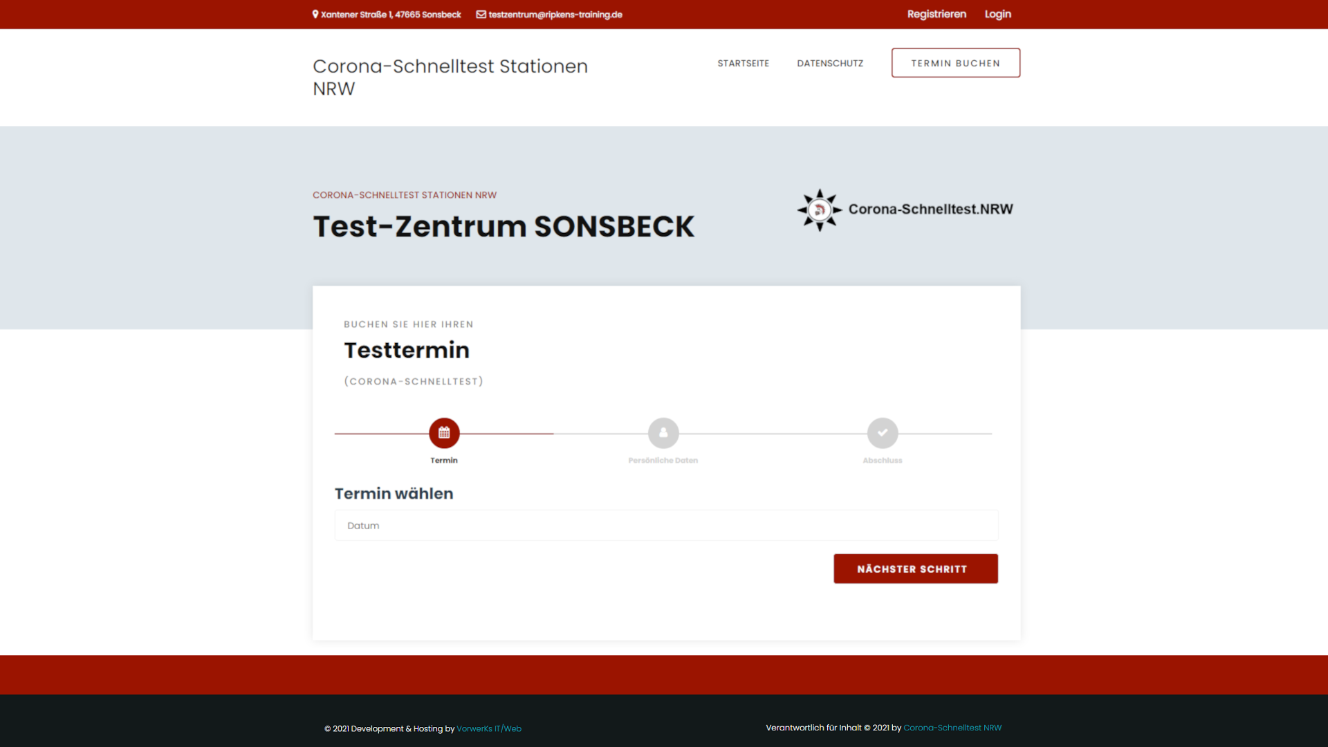 Test-Zentrum Sonsbeck Niederrhein